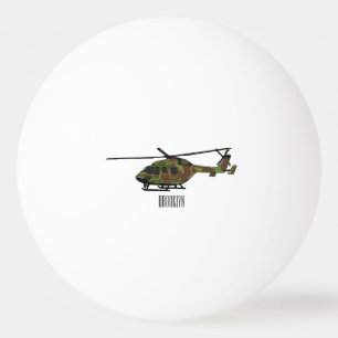 Army helicopter cartoon illustration  ping pong ball