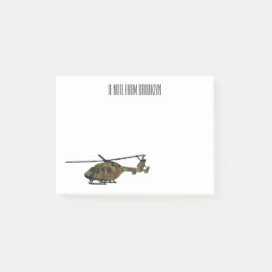 Army helicopter cartoon illustration post-it notes