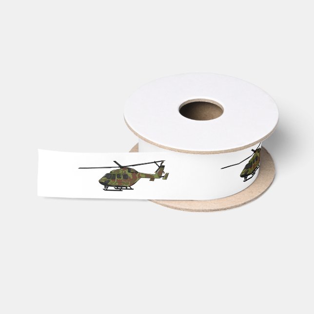 Army helicopter cartoon illustration  satin ribbon (Spool)