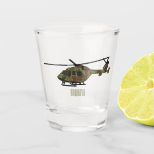 Army helicopter cartoon illustration shot glass