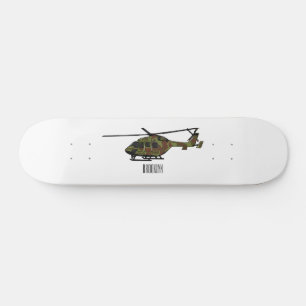 Army helicopter cartoon illustration  skateboard