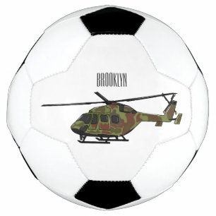 Army helicopter cartoon illustration  soccer ball