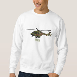 Army helicopter cartoon illustration sweatshirt
