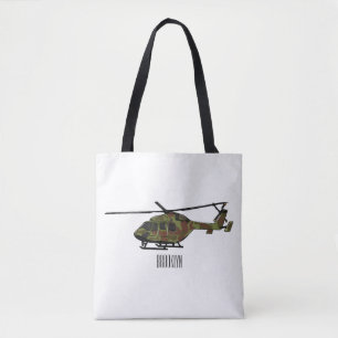 Army helicopter cartoon illustration  tote bag