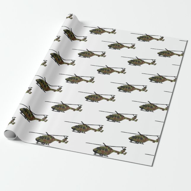 Army helicopter cartoon illustration  wrapping paper (Unrolled)