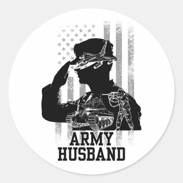 Army Husband Classic Round Sticker (Front)