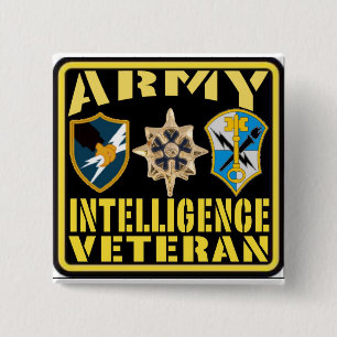 Army Intelligence Veteran 2 Inch Square Button
