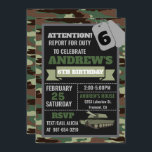 Army invitation, Camo military birthday invitation<br><div class="desc">Calling all little recruits! Get ready for an unforgettable army-themed birthday adventure with this fun and exciting invitation! Designed with a cool camouflage pattern and military-style details, it's the perfect way to set the tone for an action-packed celebration. Why families love this invitation: - Bold camouflage army design that kids...</div>