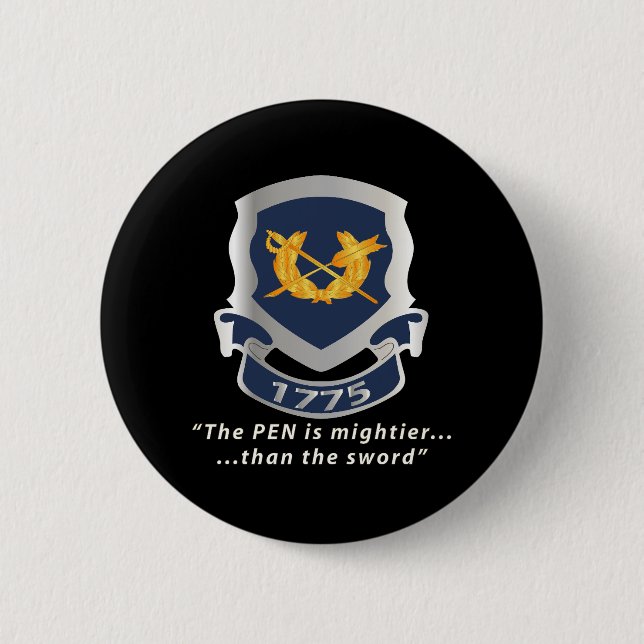 Army - Jag Corps Crest - Pen is Mighter 2 Inch Round Button (Front)