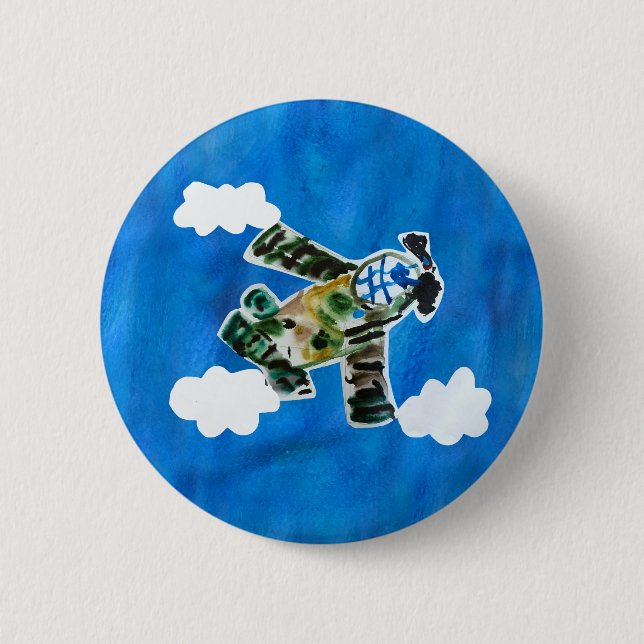 Army Jet "Art by Kids" 2 Inch Round Button (Front)