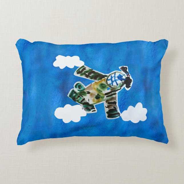 Army Jet "Art by Kids" Accent Pillow (Front)