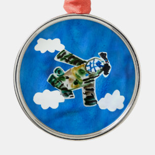 Army Jet "Art by Kids" Metal Ornament