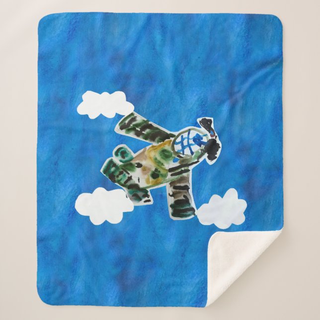Army Jet "Art by Kids" Sherpa Blanket (Front)