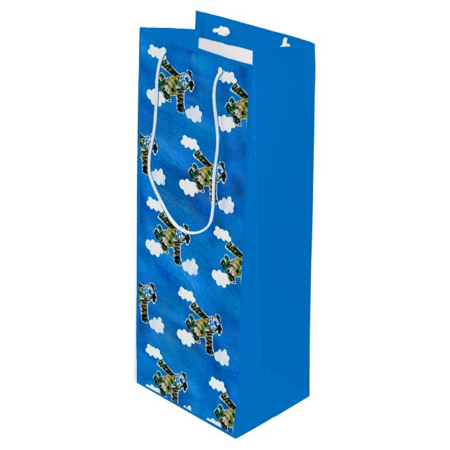 Army Jet "Art by Kids" Wine Gift Bag (Front Angled)
