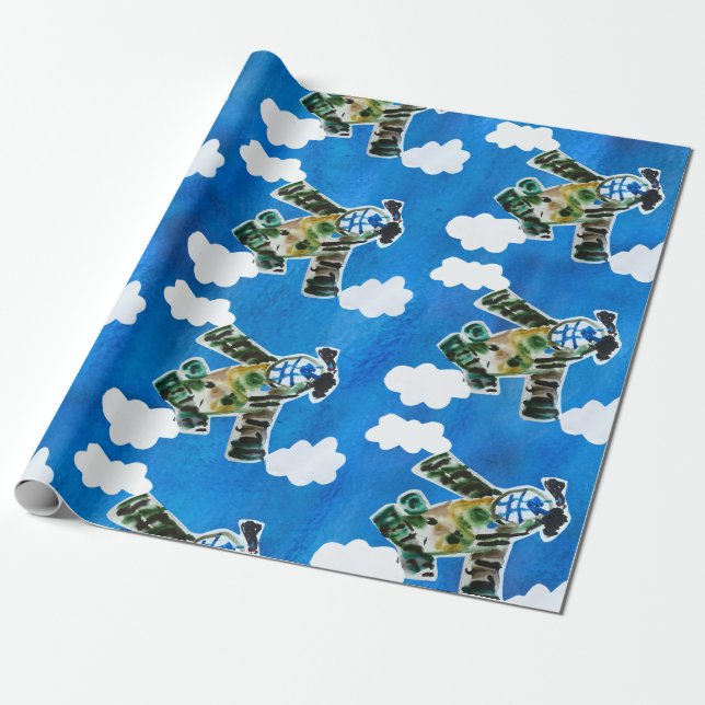 Army Jet "Art by Kids" Wrapping Paper (Unrolled)