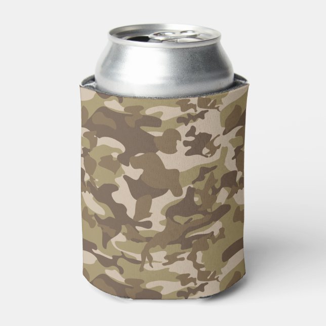 Army Khaki Camouflage Print Can Cooler (Can Front)