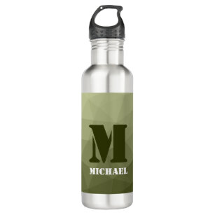 Army light green geometric mesh pattern Monogram 710 Ml Water Bottle
