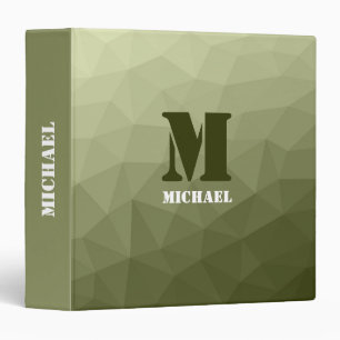 Army light green geometric mesh pattern Monogram Binder
