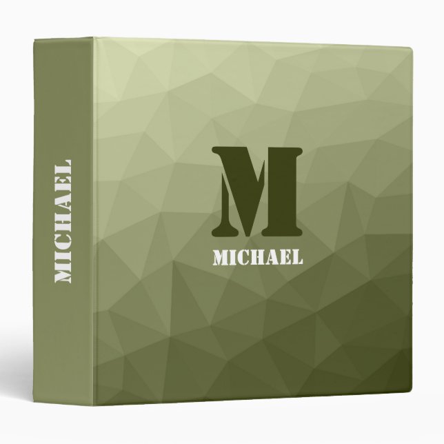 Army light green geometric mesh pattern Monogram Binder (Front/Spine)