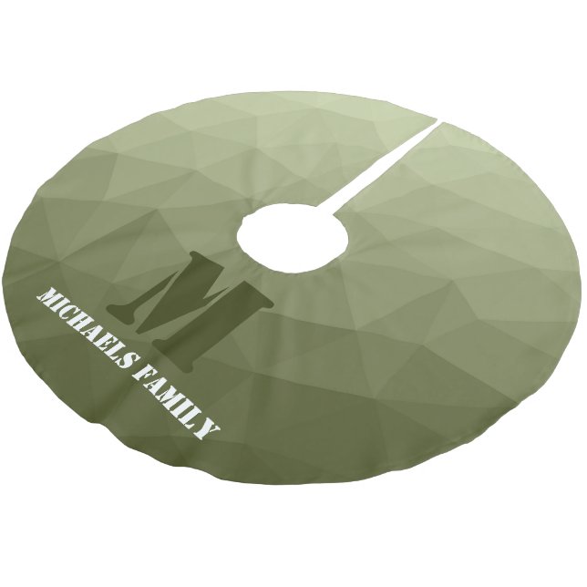 Army light green geometric mesh pattern Monogram Brushed Polyester Tree Skirt (Angled)