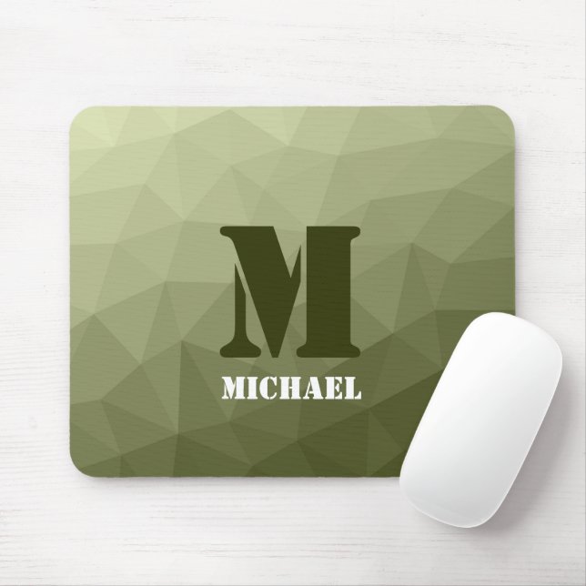 Army light green geometric mesh pattern Monogram Mouse Pad (With Mouse)