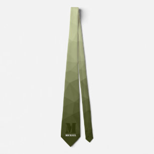 Army light green geometric mesh pattern Monogram Tie
