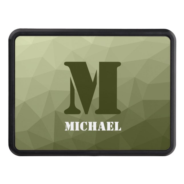 Army light green geometric mesh pattern Monogram Trailer Hitch Cover (Front)