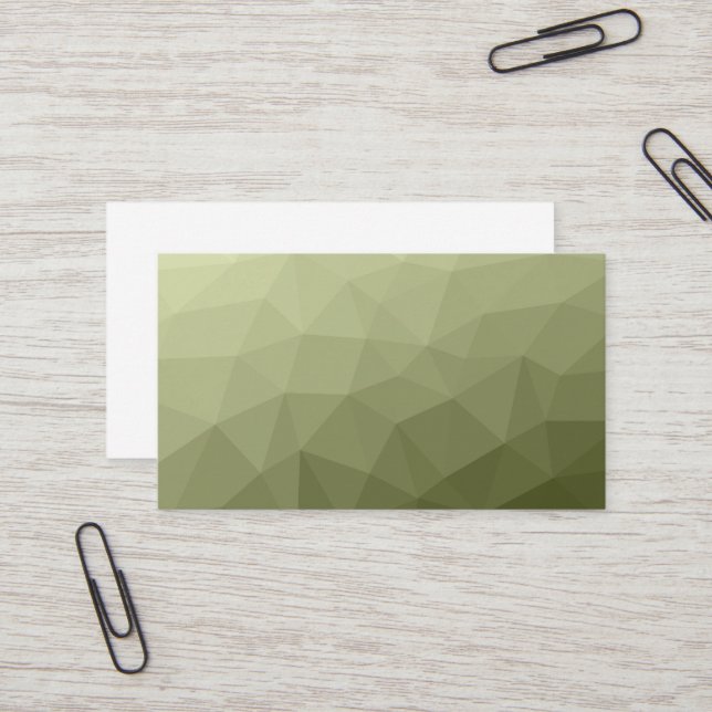 Army light green gradient geometric mesh pattern business card (Front/Back In Situ)