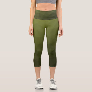 Army light green gradient geometric mesh pattern capri leggings