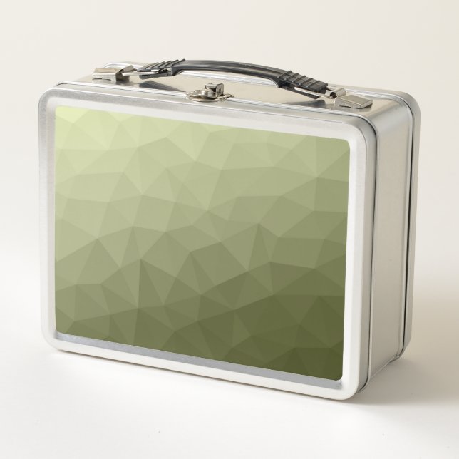 Army light green gradient geometric mesh pattern metal lunch box (Front)