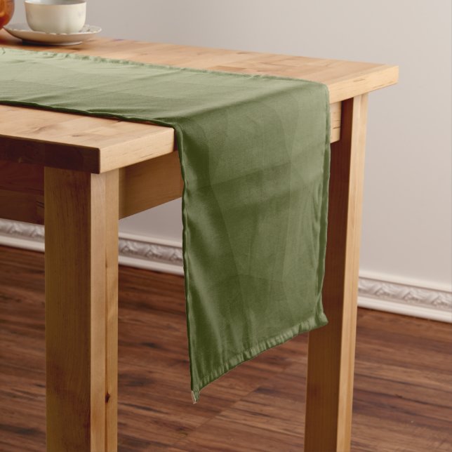 Army light green gradient geometric mesh pattern short table runner (In Situ)