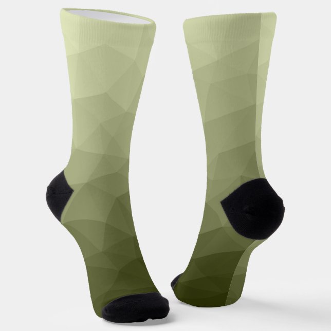 Army light green gradient geometric mesh pattern socks (Angled)