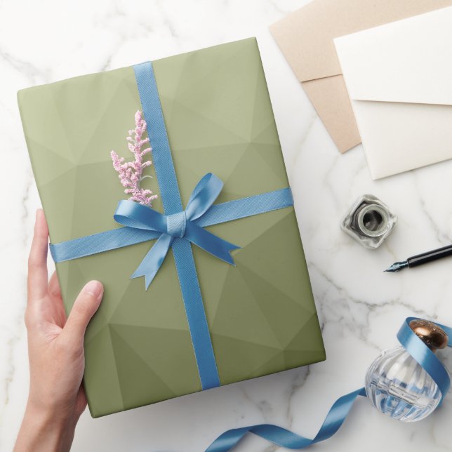 Army light green gradient geometric mesh pattern wrapping paper (Gifting)