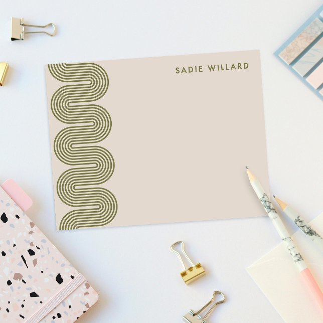 Army Lombard Wavy Lines Modern Stationery Card (Creator Uploaded)