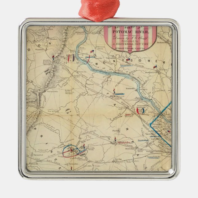 Army Map of The Seat of War In Virginia Metal Ornament (Front)