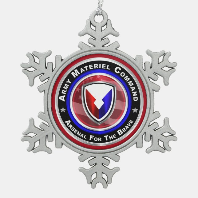 Army Materiel Command Keepsake Christmas Snowflake Pewter Christmas Ornament (Front)