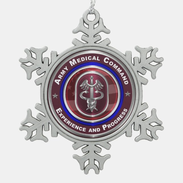 Army Medical Command-AMEDD Keepsake Snowflake Pewter Christmas Ornament (Front)