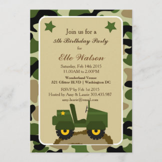 Army Military Camo Birthday Party Invitations