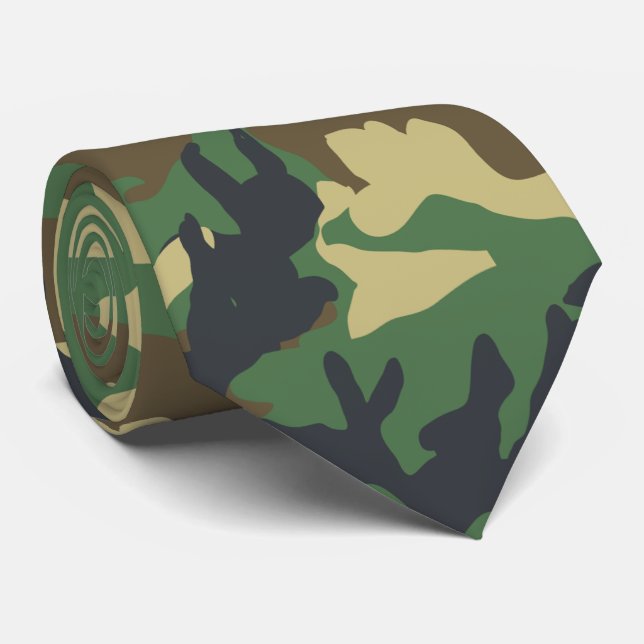 Army Military Camo Camouflage Print Armed Forces Tie (Rolled)