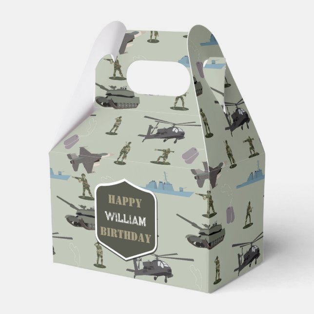 Army Military Camouflage Green Camo Birthday Favor Box (Front Side)