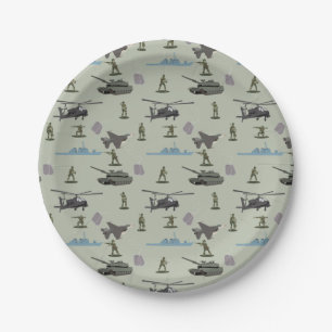 Army Military Camouflage Green Camo Birthday Paper Plate