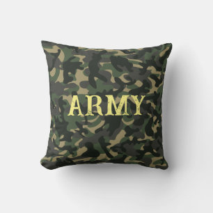 Army military camouflage green throw pillow