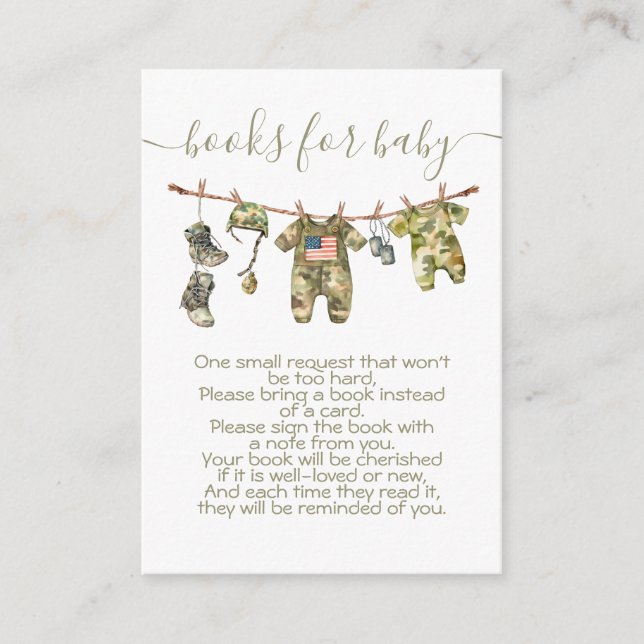 Army Military clothesline Books for Baby Enclosure Card (Front)