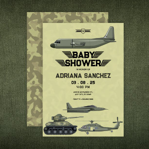 Army military Hercules jet Baby Shower Invitation