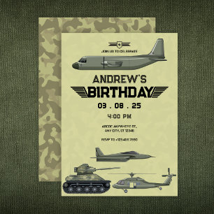 Army military Hercules jet birthday Invitation