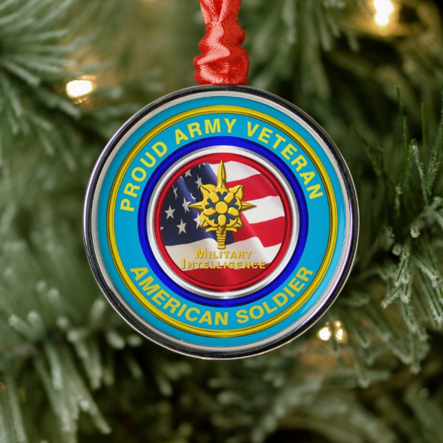 Army Military Intelligence Veteran Keepsake Christ Metal Ornament (Tree)