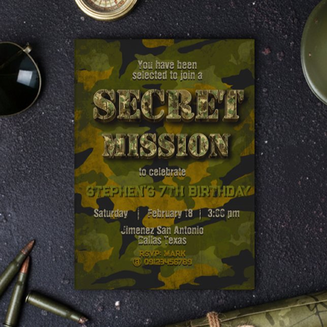 Army - Military - Soldier - Boy Birthday Invitation (Army - Military - Soldier - Boy Birthday Invitation)