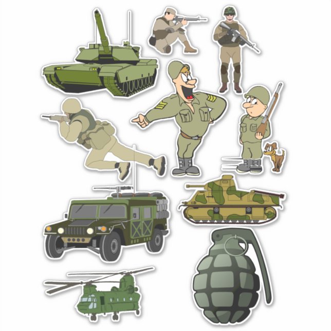 Army Military Soldiers Weapons Clipart Die Cuts (Front)