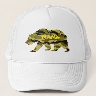 Army Mom Baseball Mama Bear Funny  Camo Trucker Hat