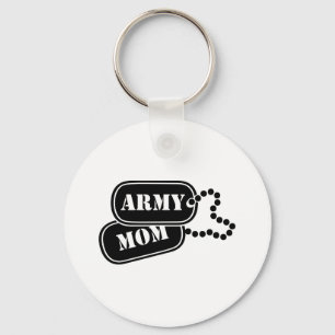 Army Mom Button Keychain